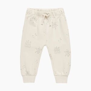 Quincy Mae Cream Castle and Dragon Print Jogger Pants 3-6M